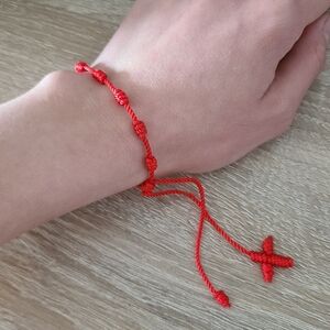 Red string cross bracelet, protection bracelet, red string, women's bracelet